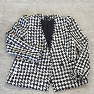 Express Black and White Houndstooth Blazer